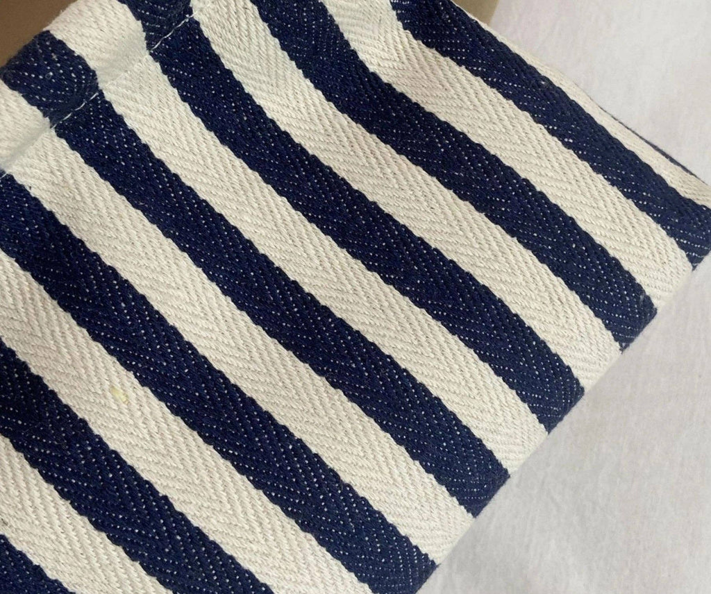Navy Striped Makeup Pouch