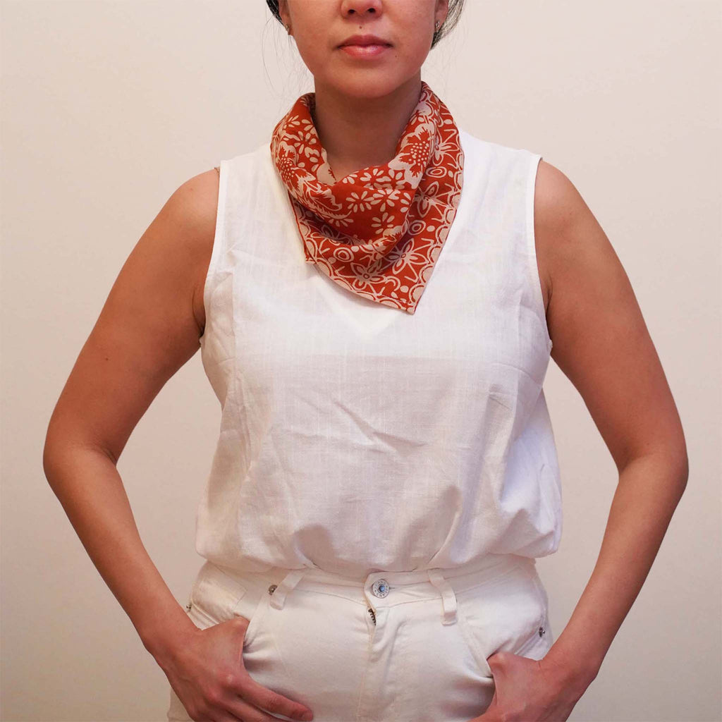 Batik Bandana - Red Orange hand drawn