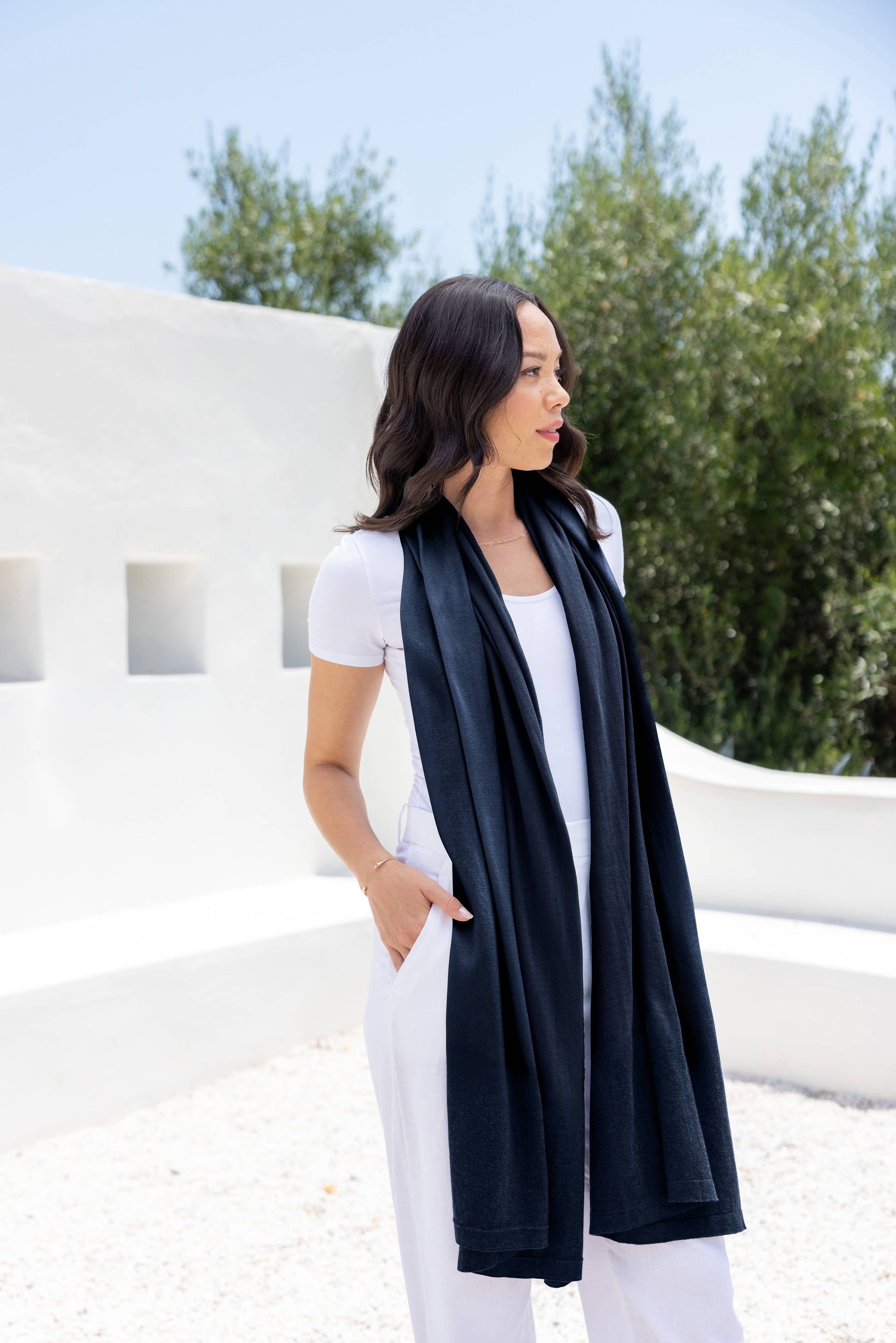 Dreamsoft Organic Cotton Travel Scarf — Oxford Blue
