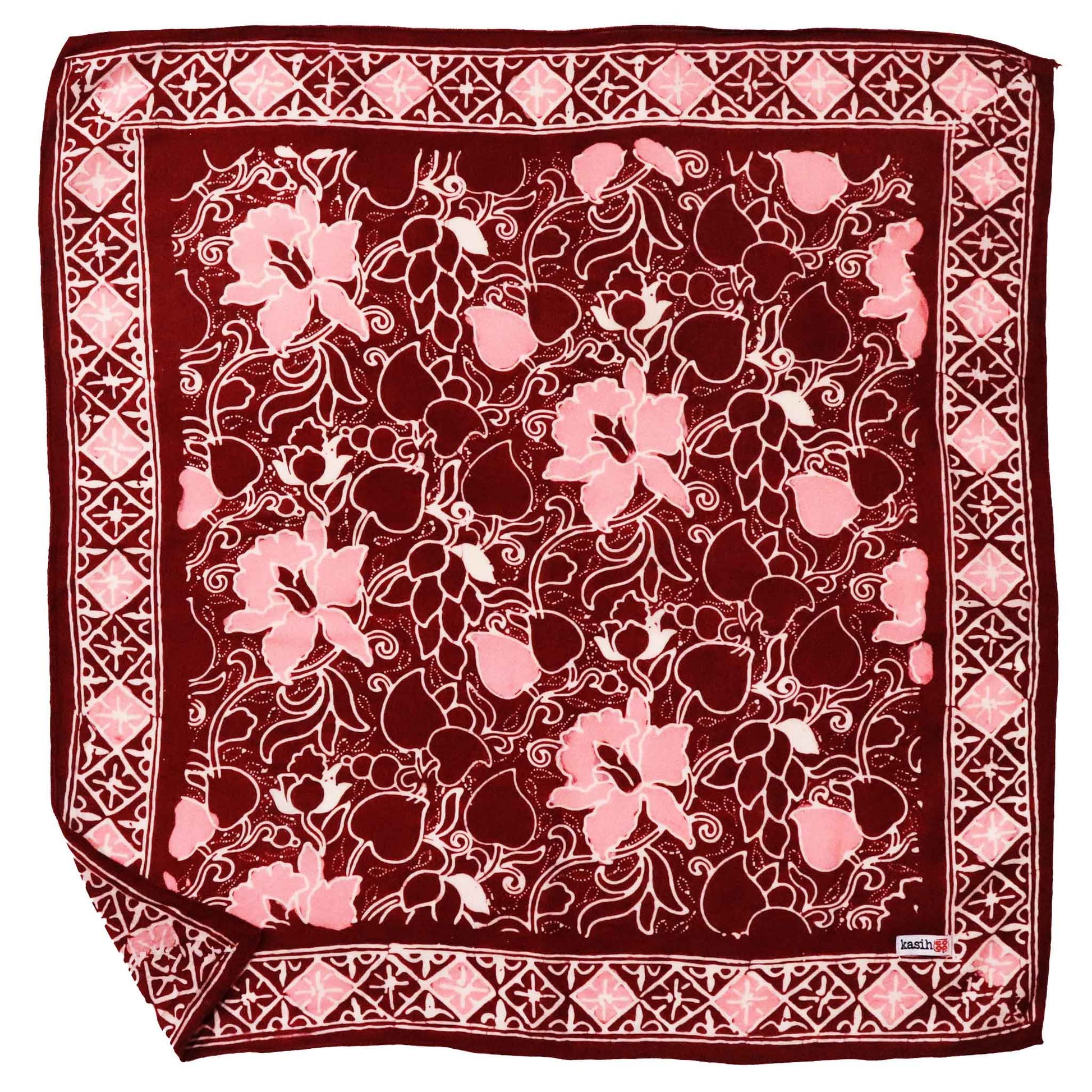 Ruby Bloom Batik Bandana — Red & Pink