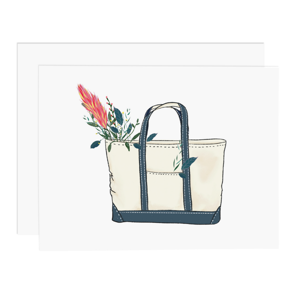 Tote Bag With Flowers Greeting Card