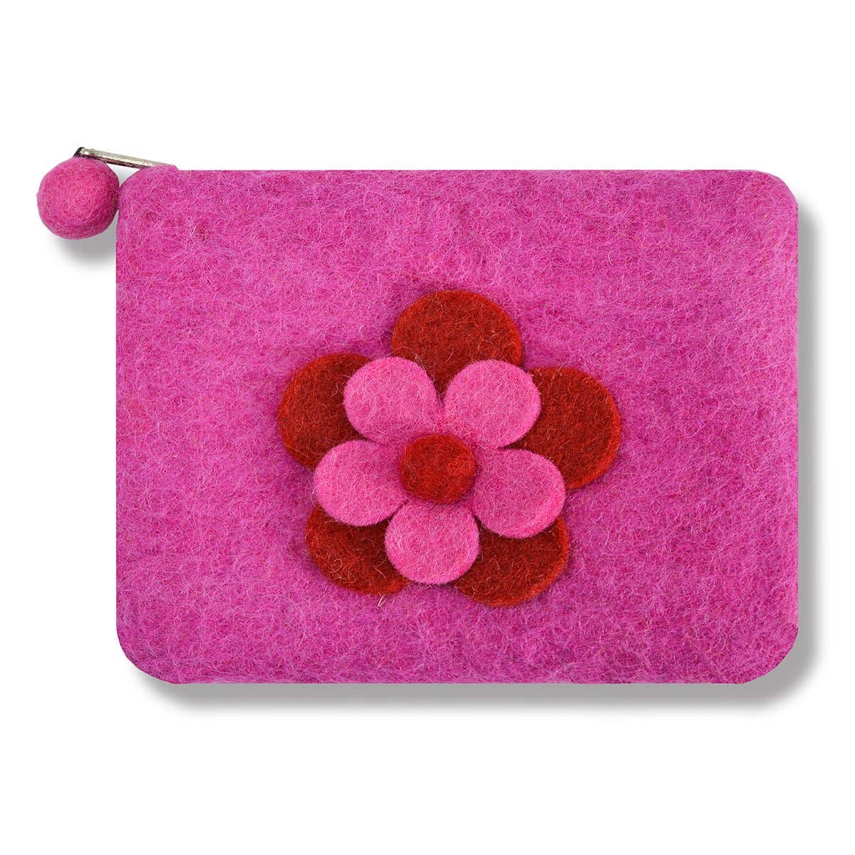 Green Two Layer Flower Coin Purse – Handcrafted Wool Felt