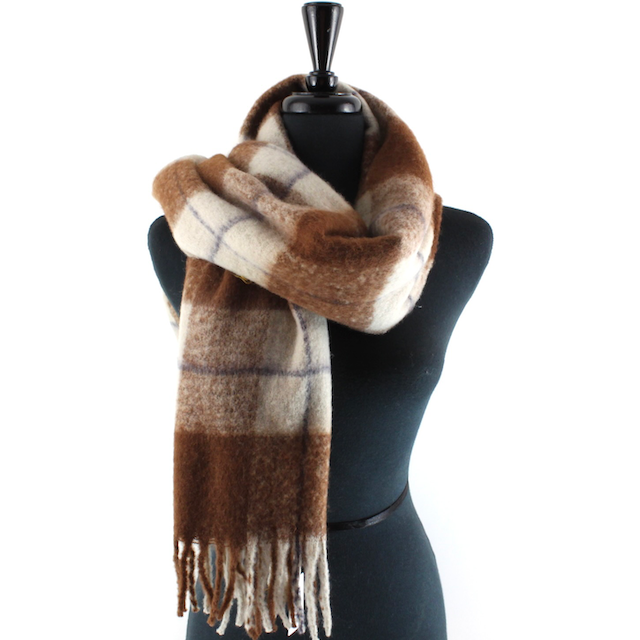 Black Fuzzy Plaid Scarf