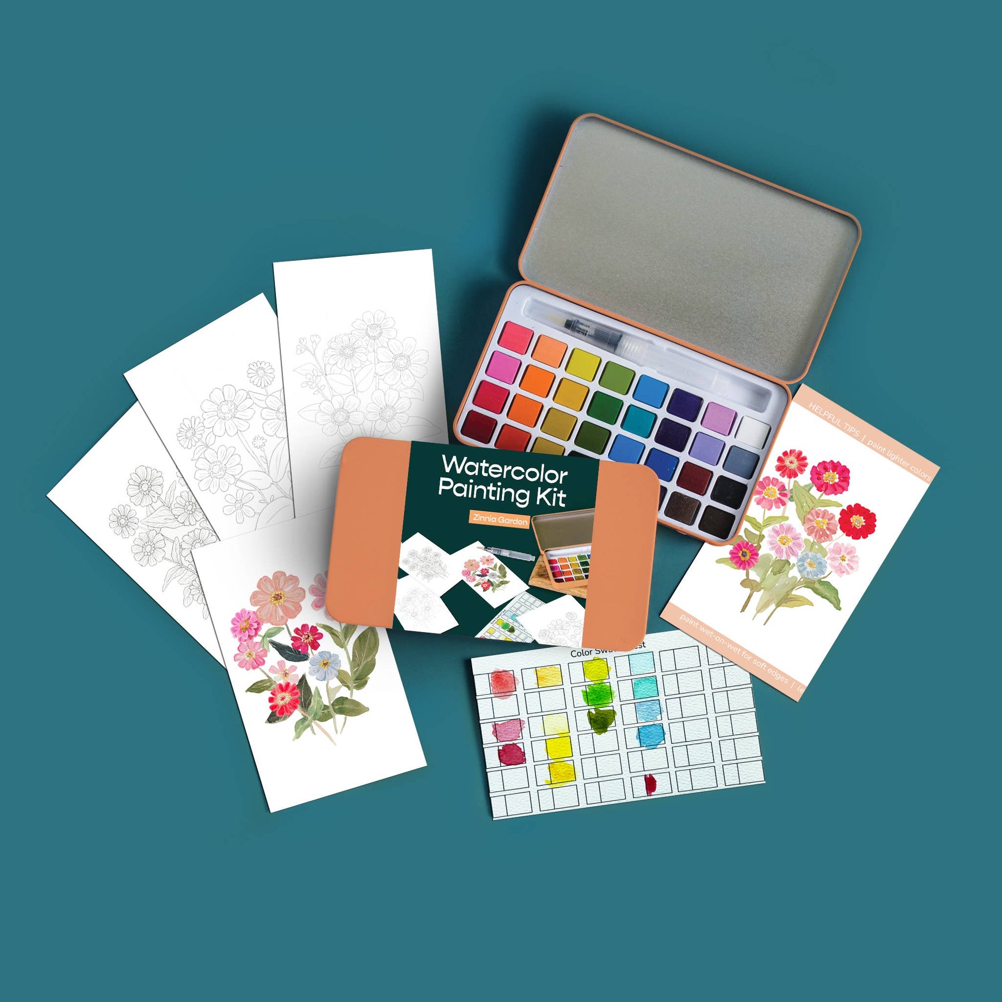 Zinnia Garden – Watercolor Painting Kit