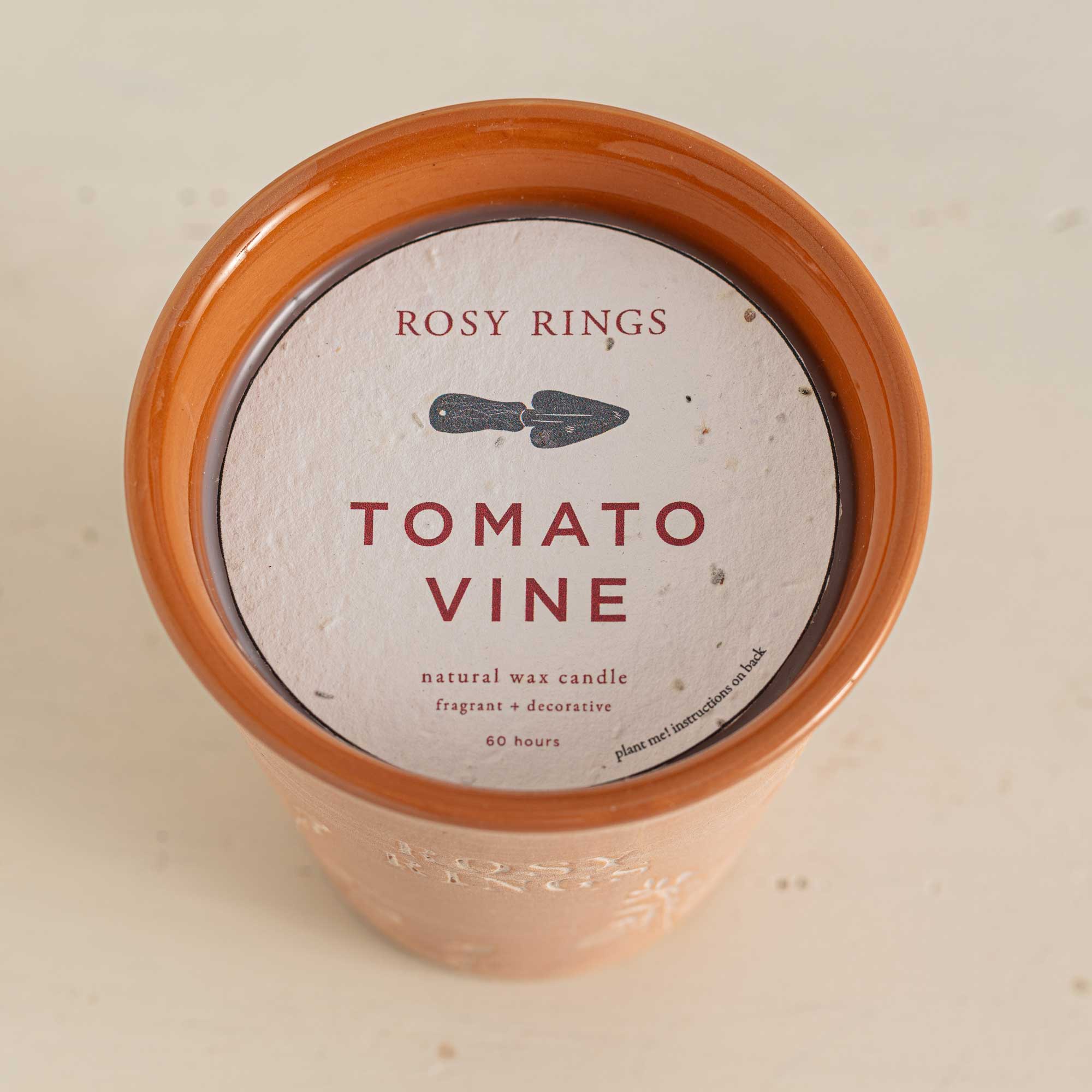 Tomato Vine Garden Pot Candle + Plantable Seed Dust Cover
