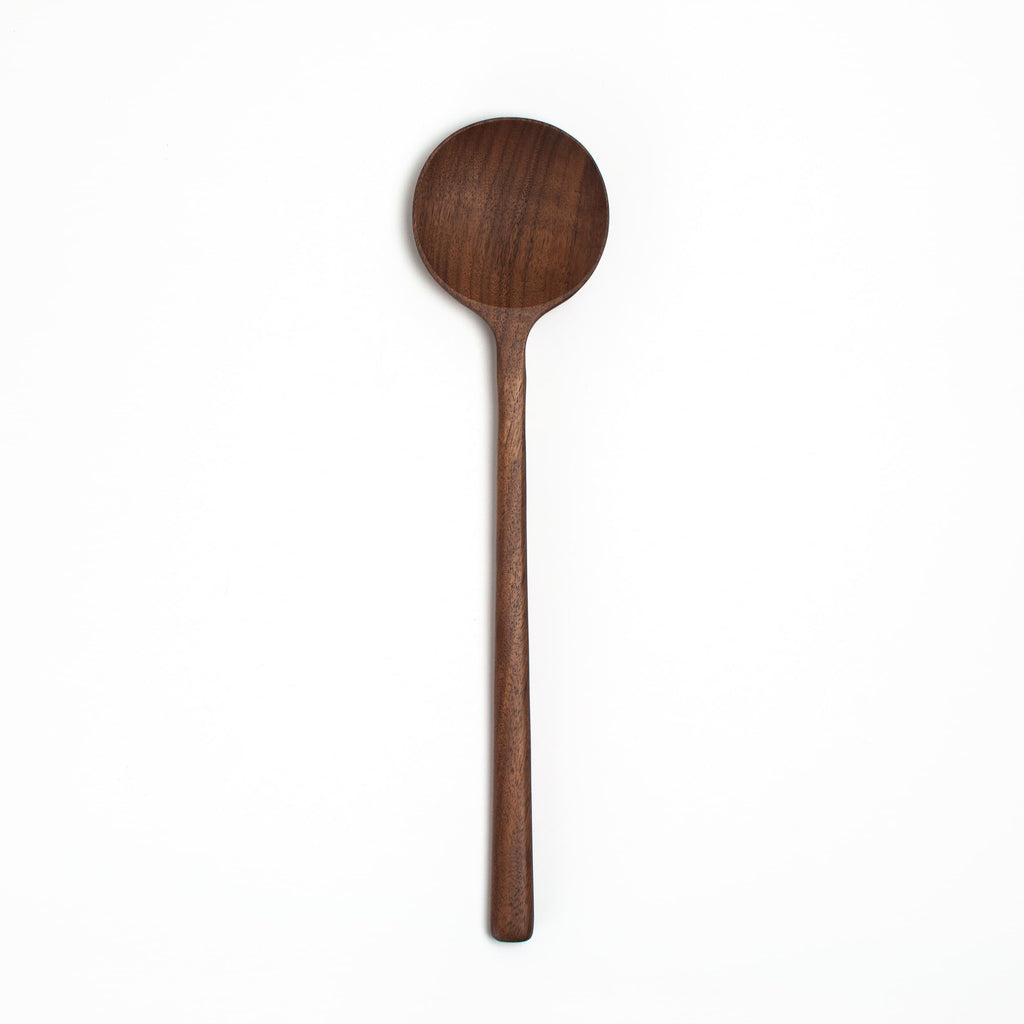 12’’ Walnut Wooden Round Spoon - Cooking & Baking Utensil