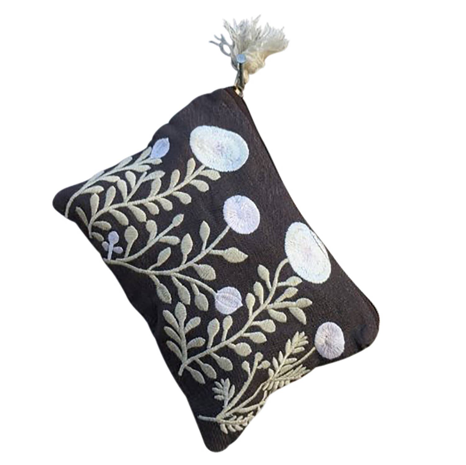 Garden Embroidered Durable Cotton Coin Purse for Women