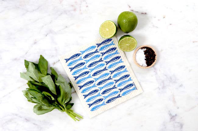Swedish Dishcloth - Sardines - Blue: Blue