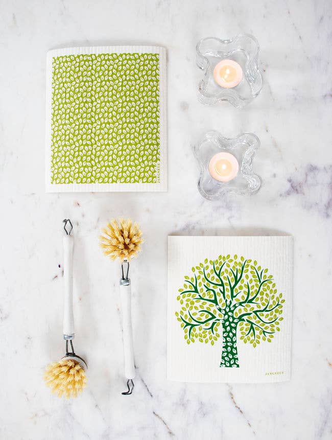 Tree Swedish Dishcloth - Green| 6.75 x 8 inch