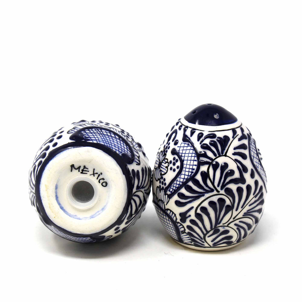 Pottery Salt & Pepper Shakers, Bl Flower