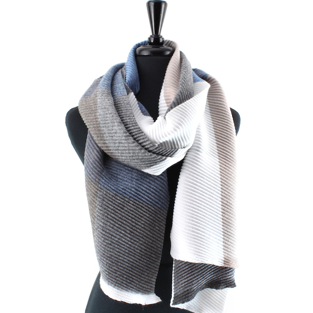 Blue/White/L Brown Merrymaking Pleated Scarf