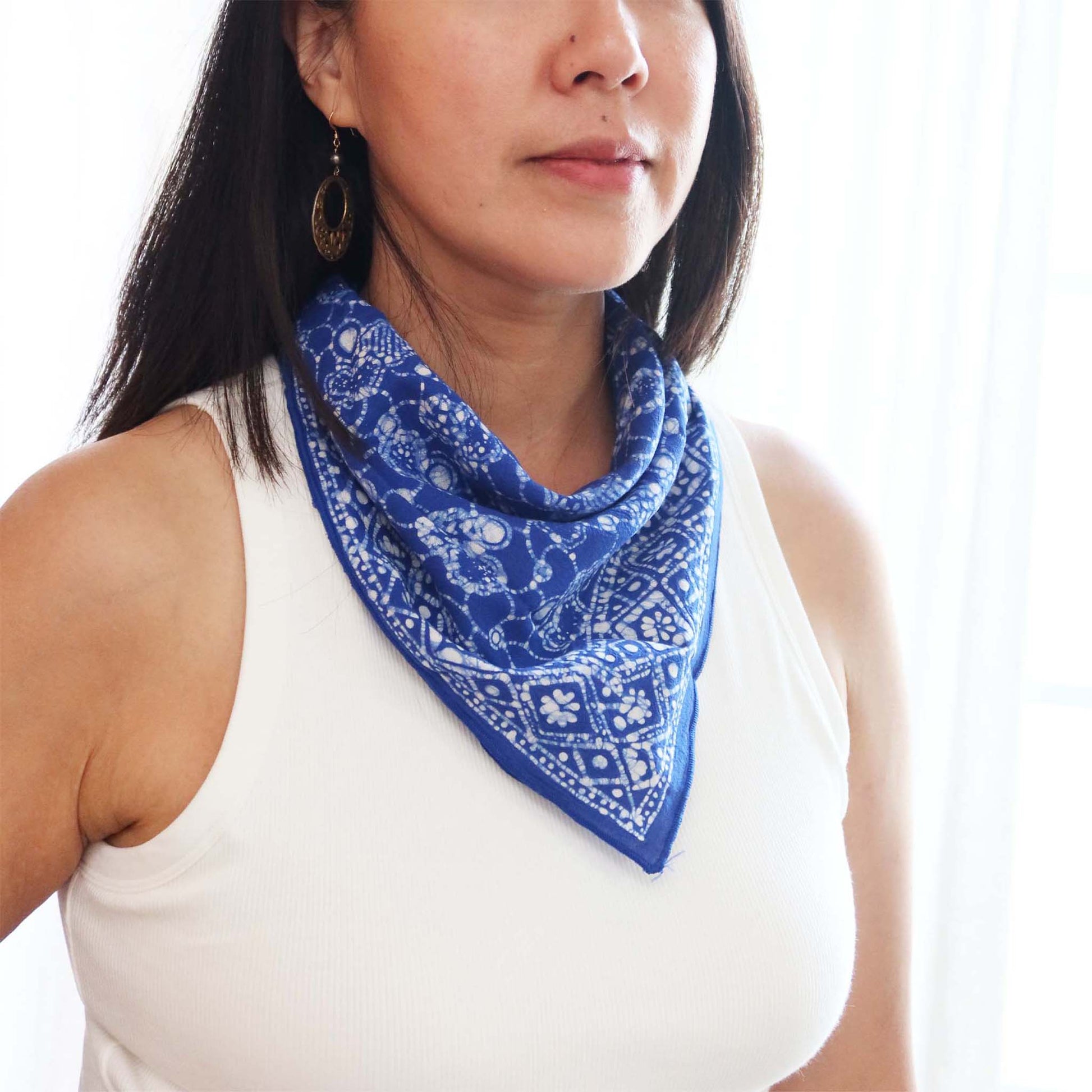Batik Bandana – Blue White | Boulder Pattern