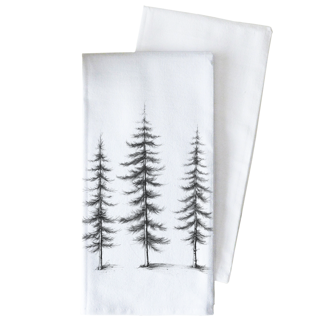 Tree Trio Tea Towel: White