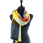 Orange/black/teal Merrymaking Pleated Scarf