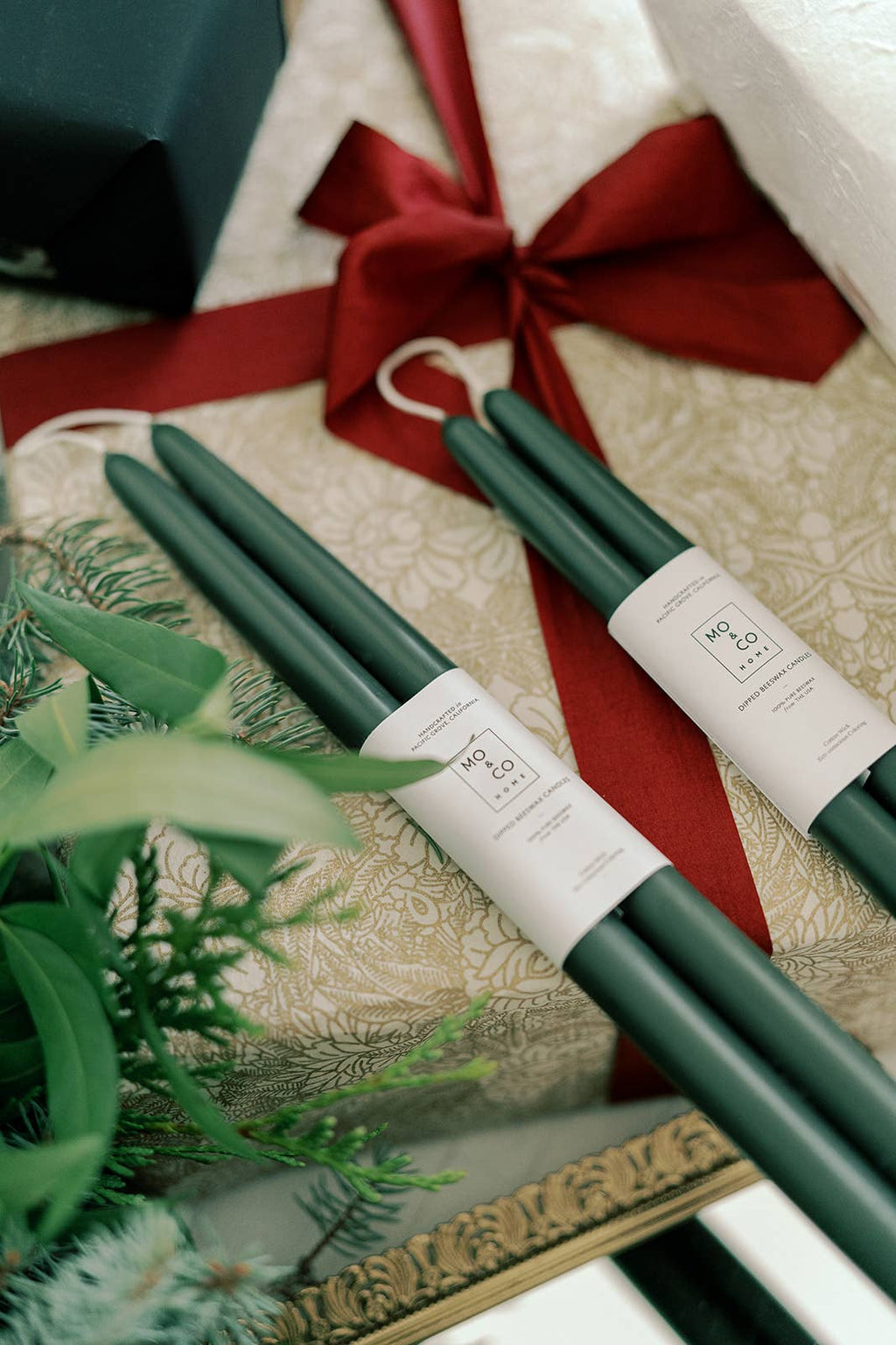 Forest Green | Dipped Beeswax Taper Candles – 14” | Pair