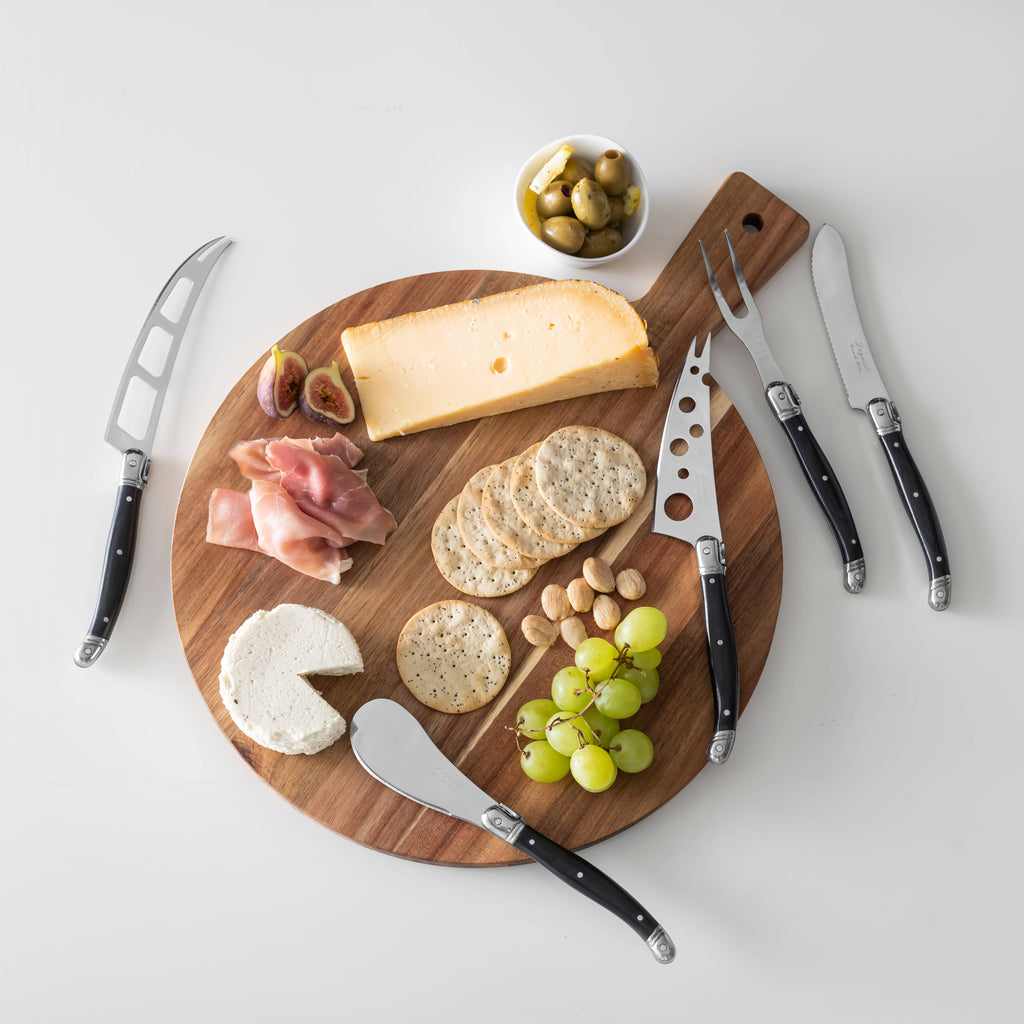 Laguiole 5-Piece Artisan Black Pakkawood Cheese Knife Set 