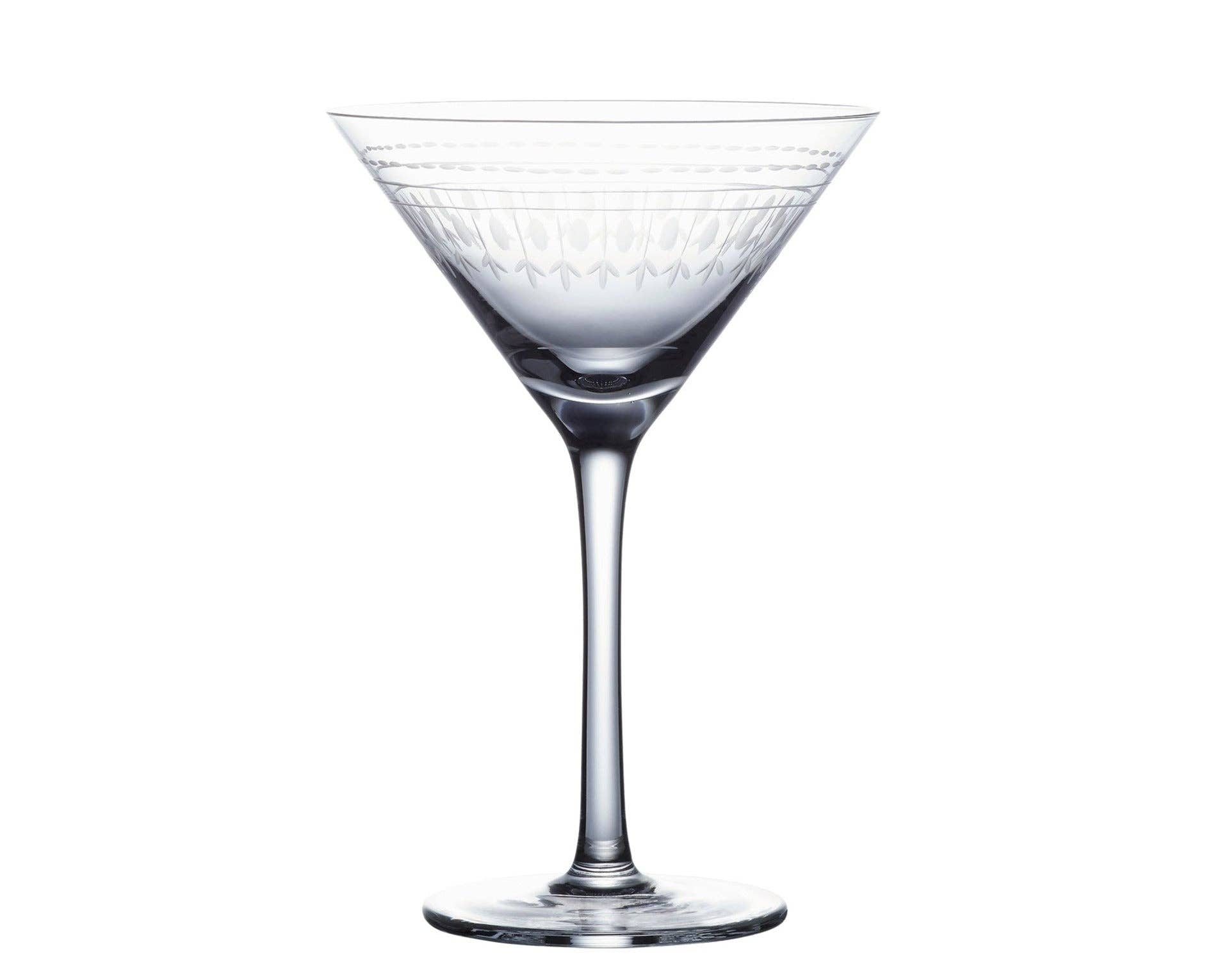 Crystal Martini Glasses with Ovals Design