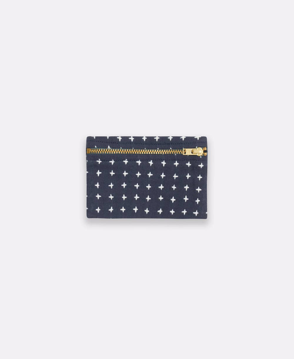 Navy Cross-Stitch Coin Purse
