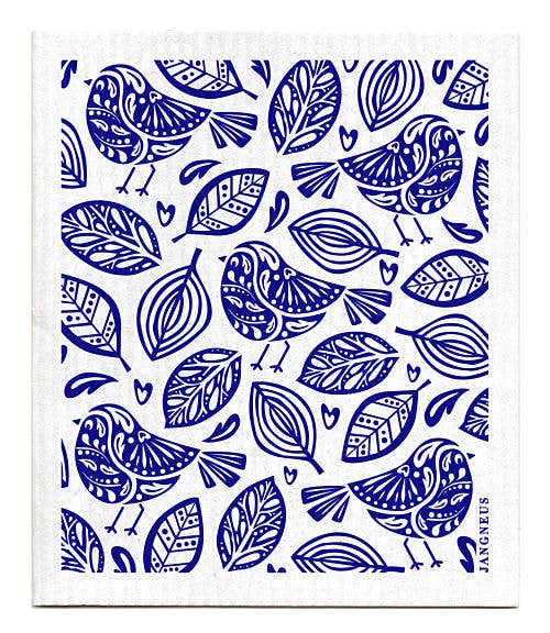 Swedish Dishcloth - Robins - Blue: Blue