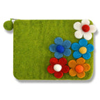 Five side flower Zip coin purses: Green