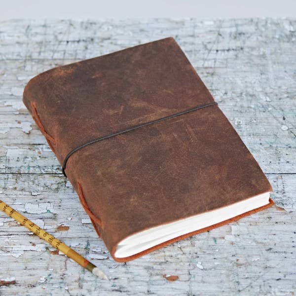 Large Buffalo Leather Elastic Tie Journal Notebook