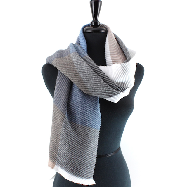Blue/White/L Brown Merrymaking Pleated Scarf