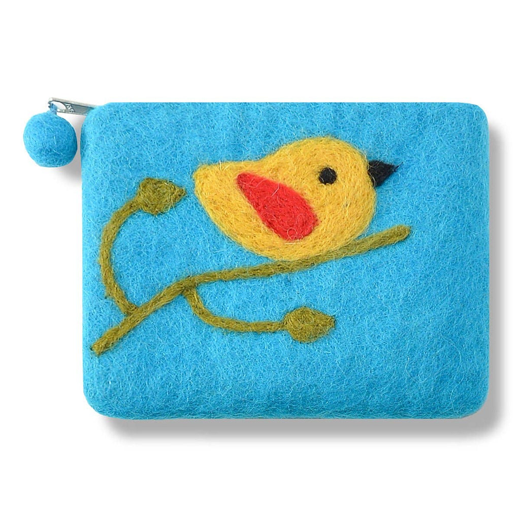 Turquoise One Bird Design Coin Purse