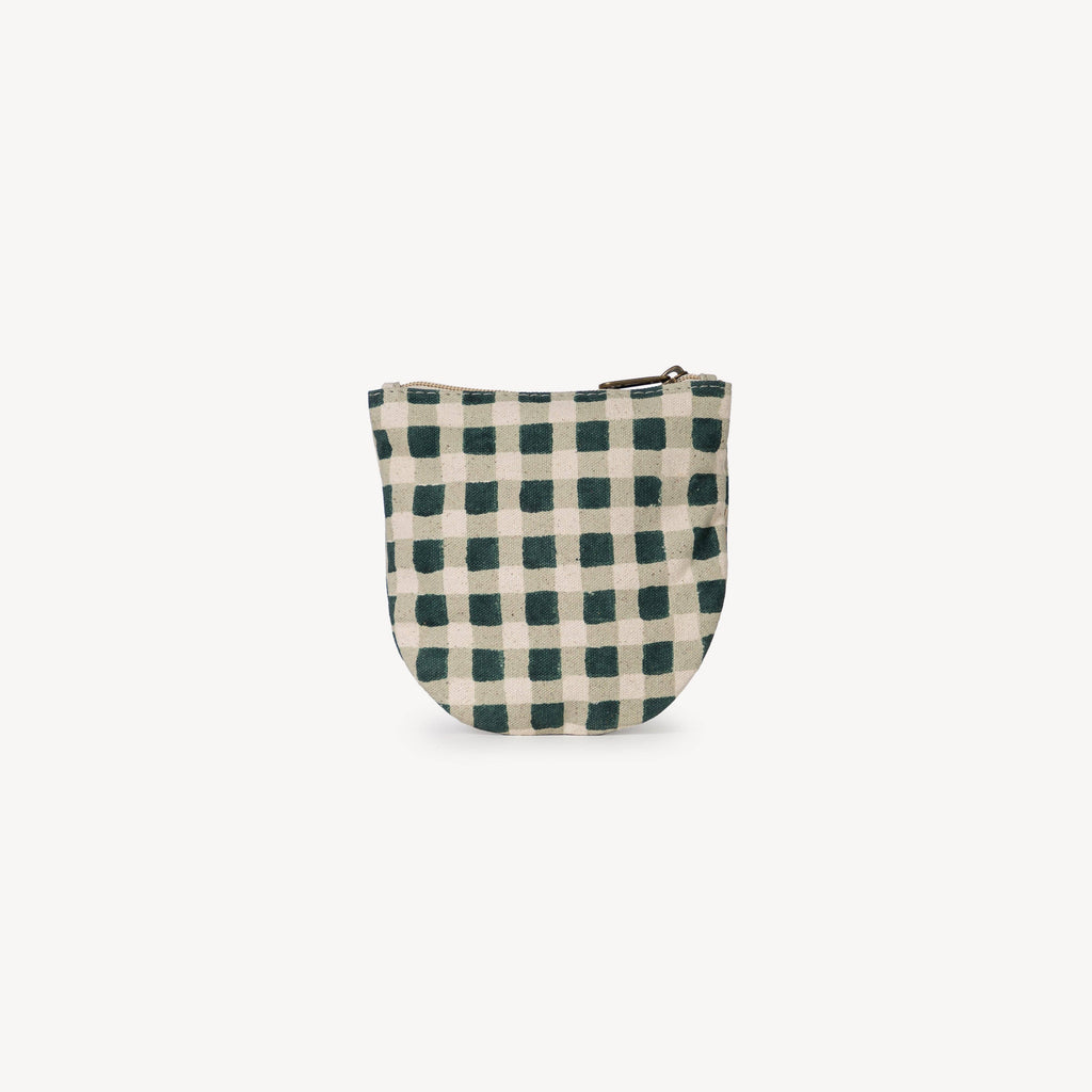 Evergreen Gingham Half Moon Pouch