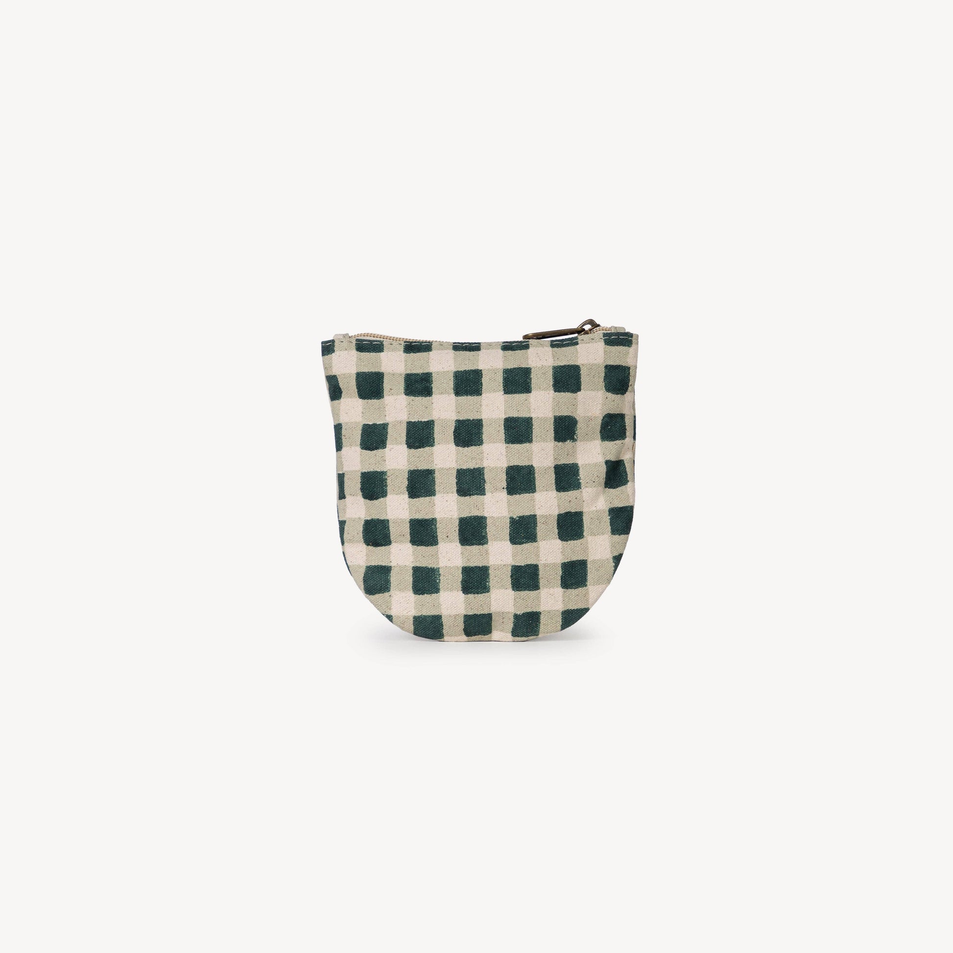 Evergreen Gingham Half Moon Pouch