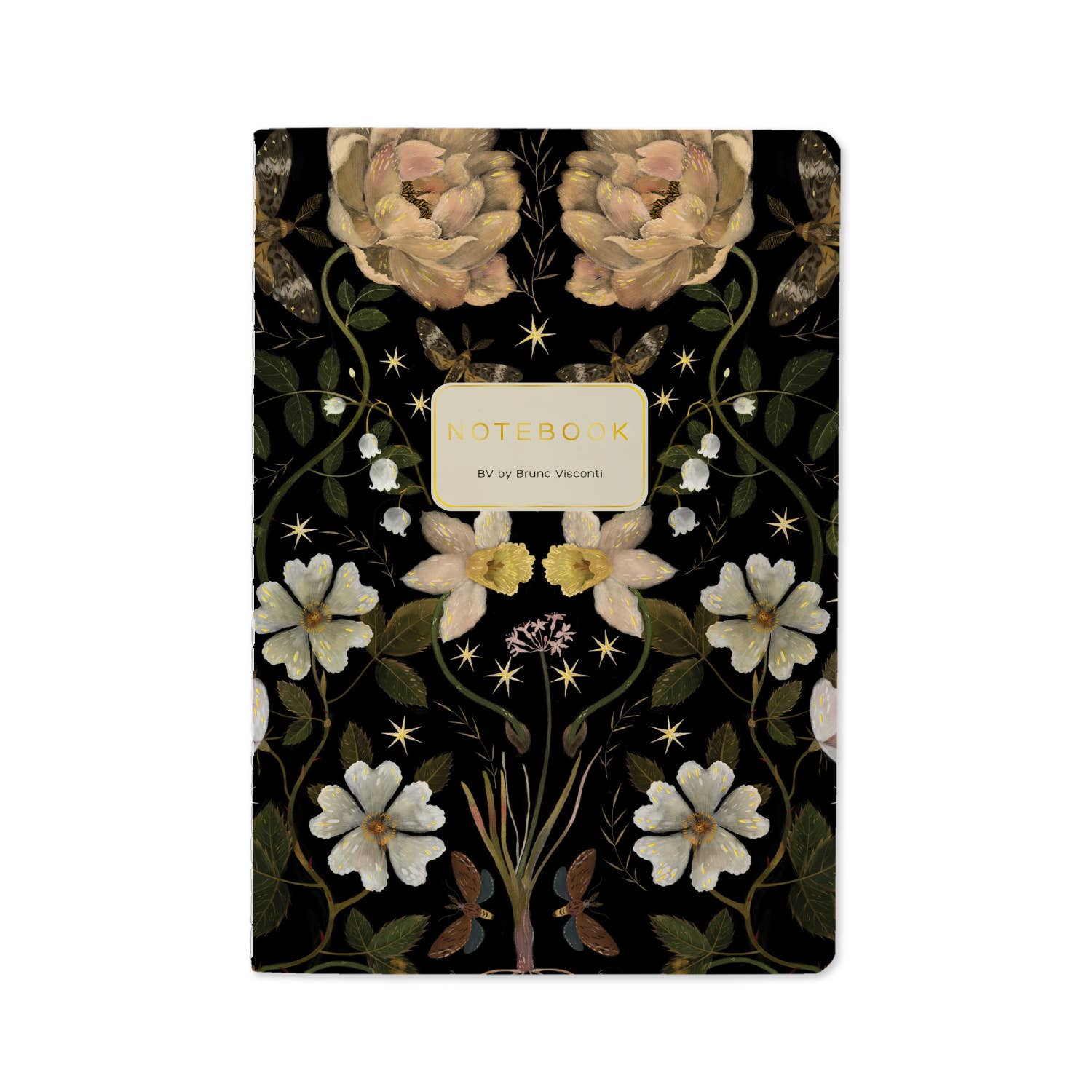 Floral notebook with a dark background