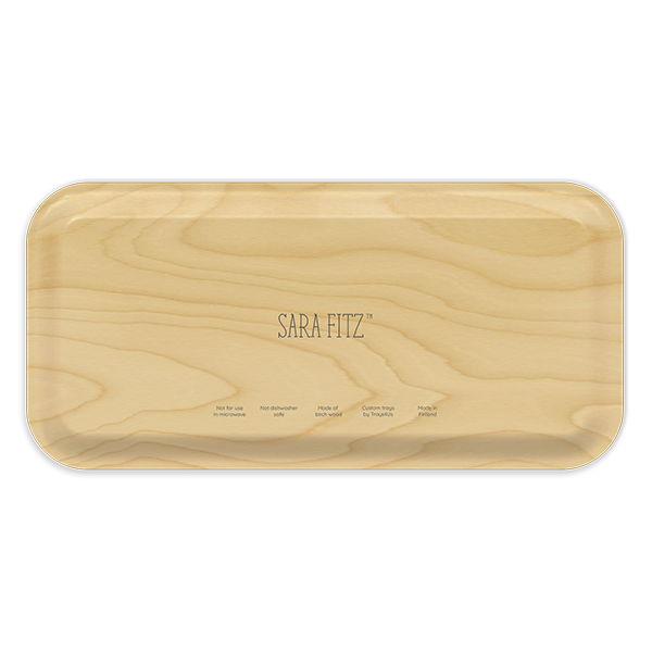 Navy Stripe Large Serving Tray — Sara Fitz, FSC-Certified Birchwood, Coastal New England