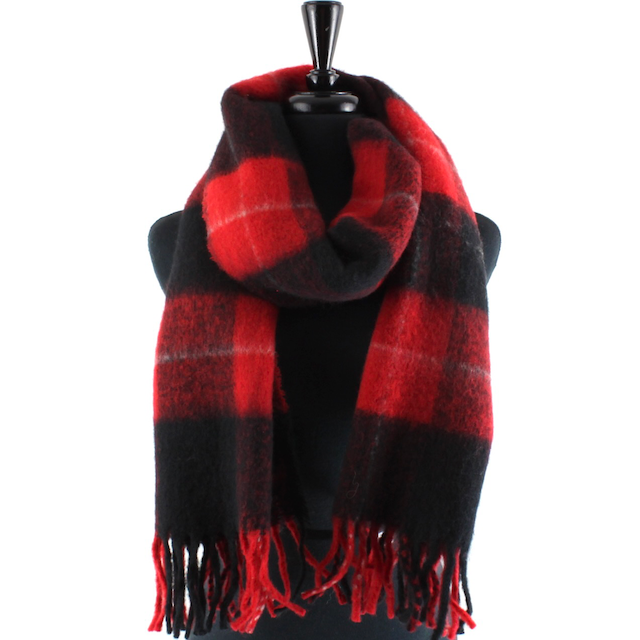 Black Fuzzy Plaid Scarf