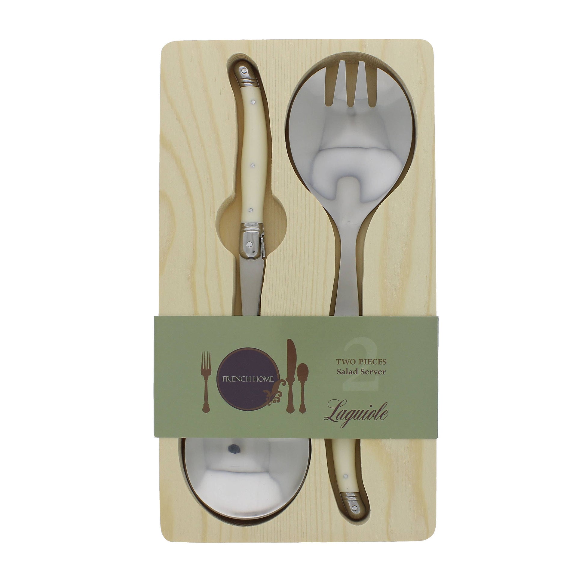 Laguiole Connoisseur Salad Servers – Faux Ivory