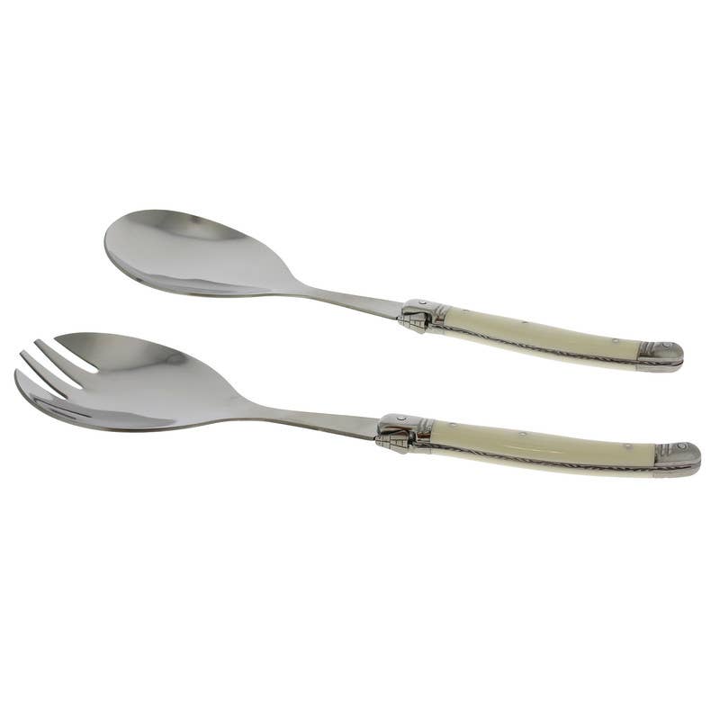 Laguiole Connoisseur Salad Servers – Faux Ivory