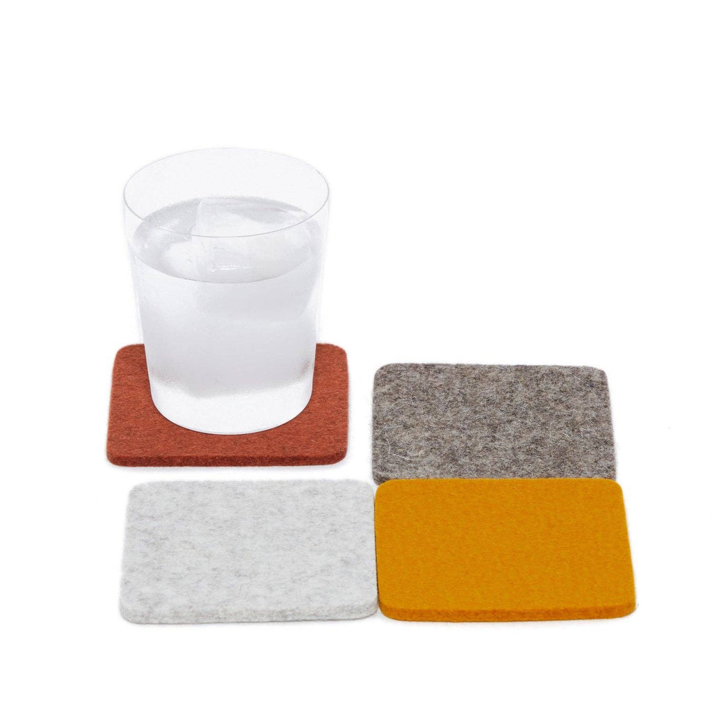 Bierfilzl Merino Wool Square Coasters – Desert Sun | Set of 4
