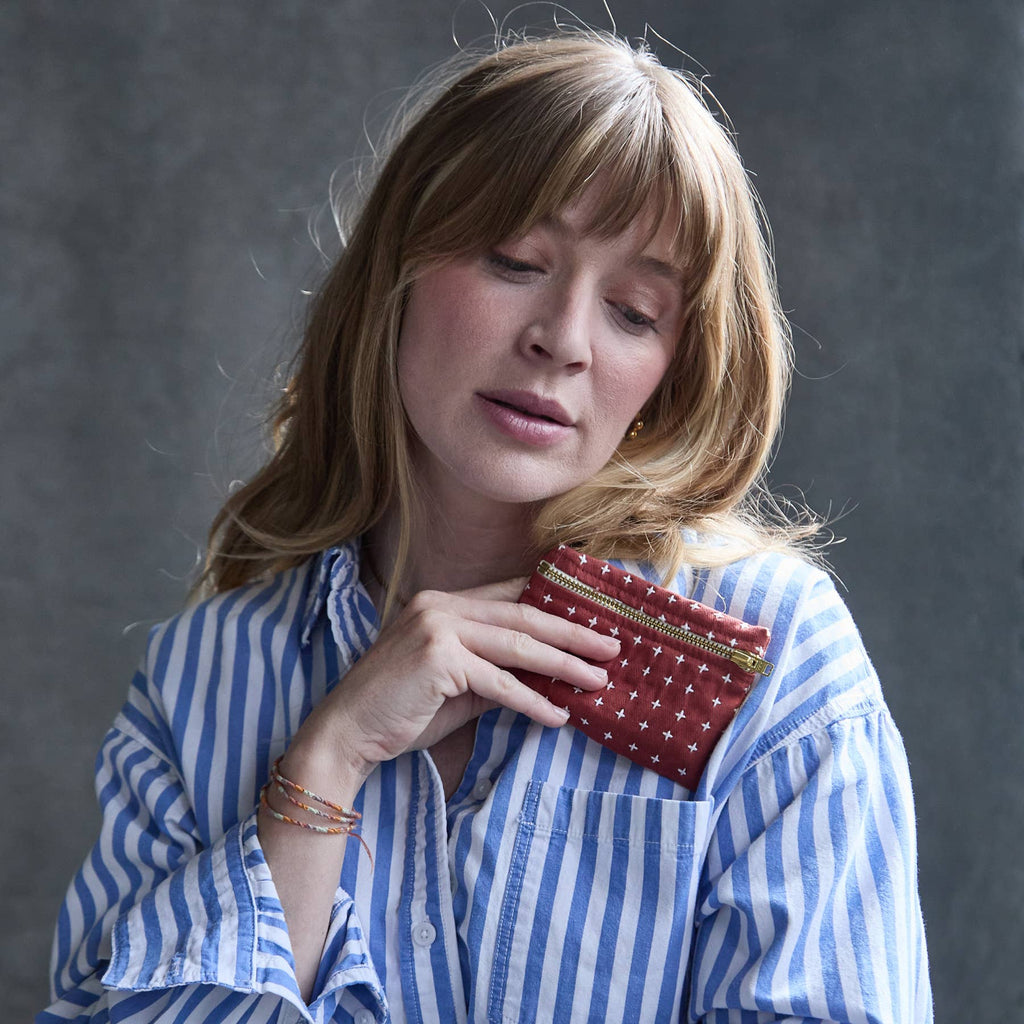 Slate Cross-Stitch Coin Purse