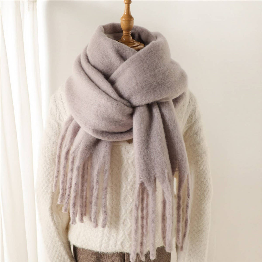 Camel Mohair Tassel Scarf for Winter(OS)
