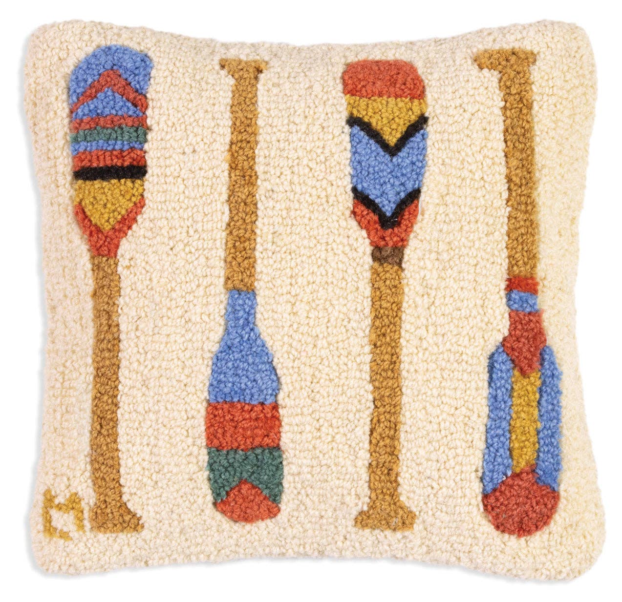 Colored Paddles – Hand Hooked Wool Throw Pillow | 14" x 14"