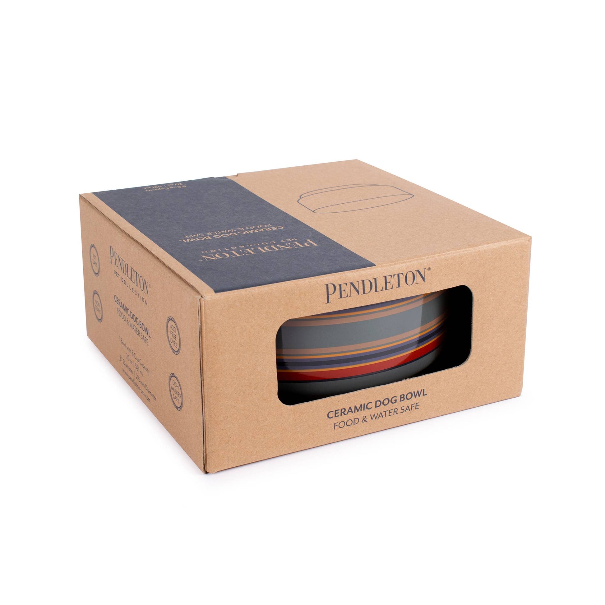 Pendleton Ceramic Food & Water Dog Bowl: Yakima Stripe / 6 inch