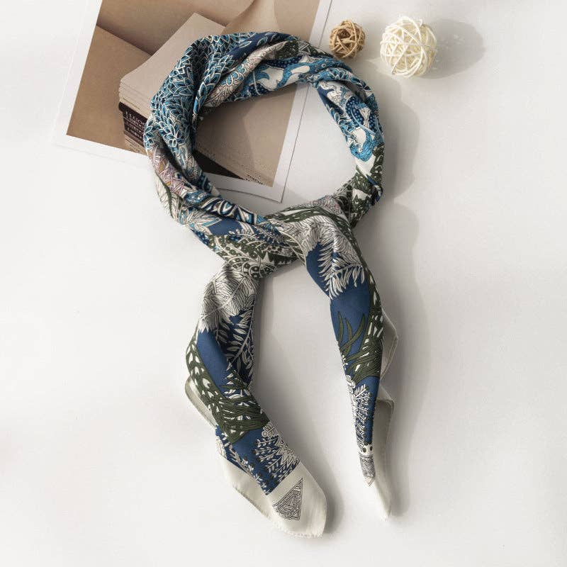 Botanical Floral Square Scarf: WHITE / 90*90CM