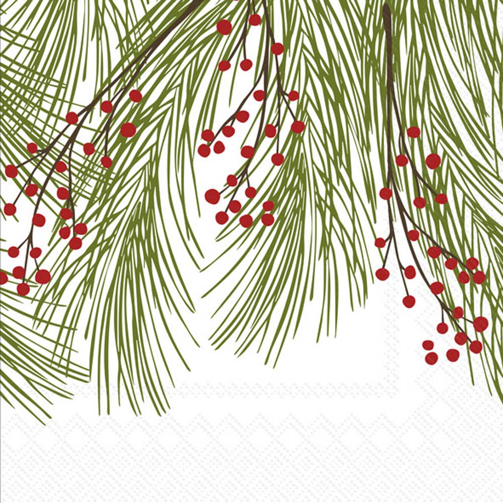 Cocktail Napkins 20 ct Winterberry Pine Christmas