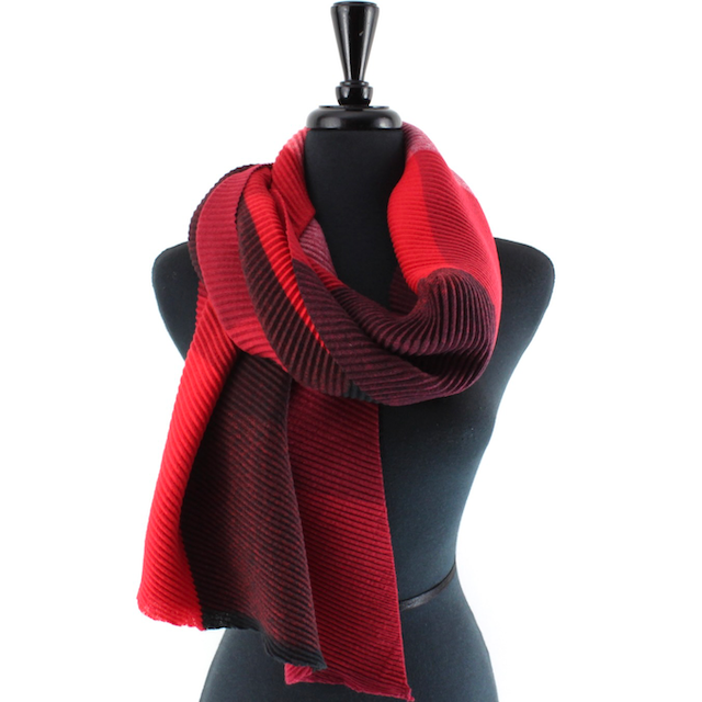 Orange/black/teal Merrymaking Pleated Scarf