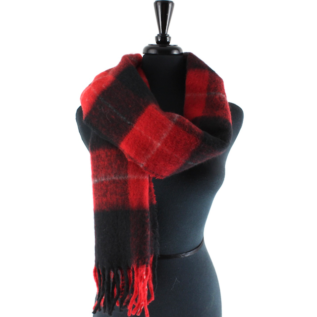 Black Fuzzy Plaid Scarf
