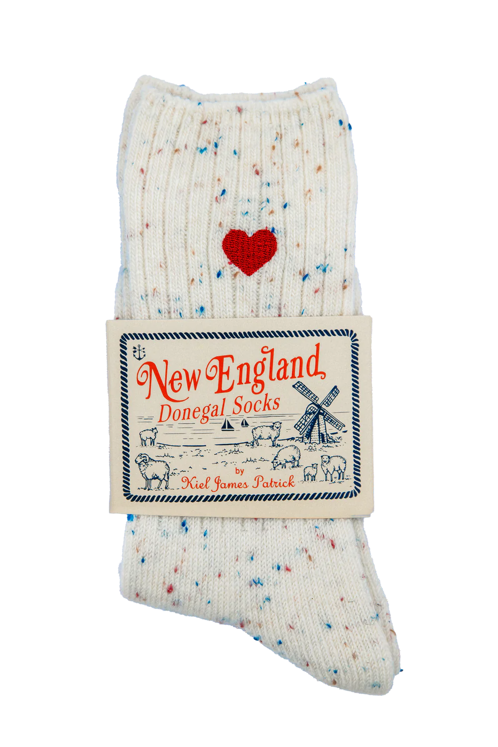 Cream Heart Donegal Socks