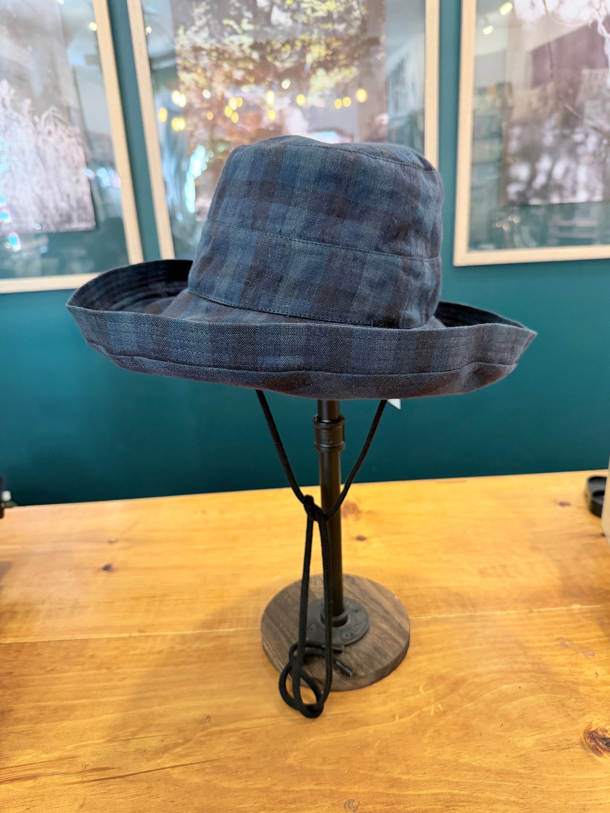 Izzy Washed Linen Sun Hat | Indigo