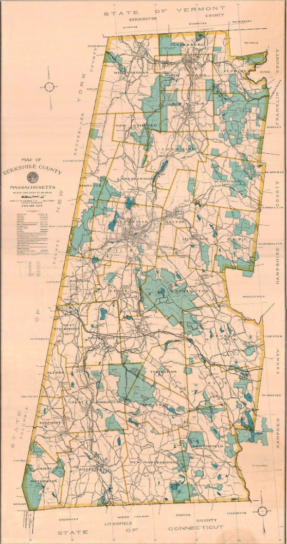 Berkshire County Massachusetts 1937 (1978) | 19" x 36"