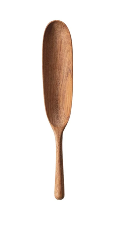 Carved Doussie Wood Spoon – Thin | Natural | 7"