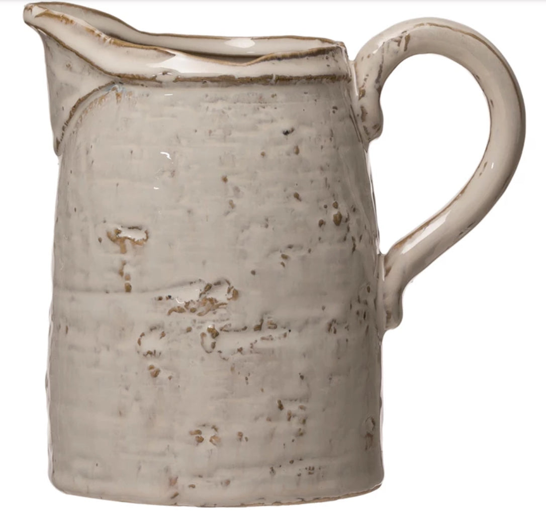 Stoneware Pitcher with Reactive Glaze
