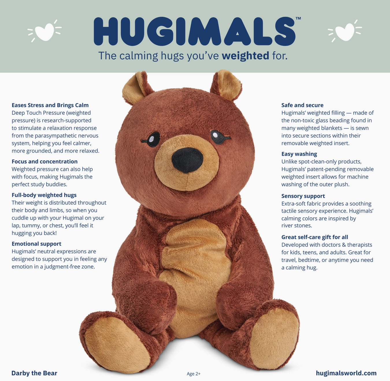 Darby the Bear 4.5lb Weighted Plush Anxiety: Kids/Adults