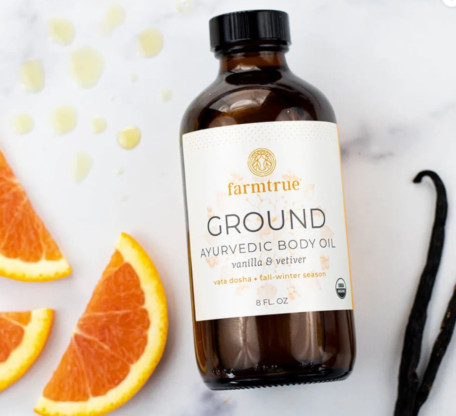 Ayurvedic Body Oil - GROUND - VANILLA, VETIVER & CITRUS